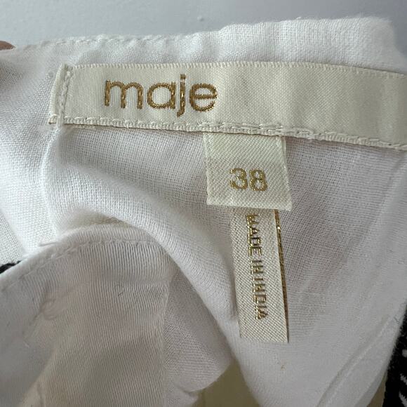 MAJE Ika White Black Romper Western Embroidered Crisscross Strap Open Back Sz 38 - Picture 6 of 9
